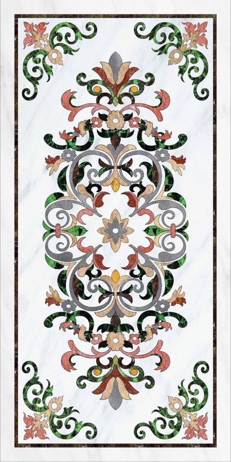 Marbal Design Wallpaper, Floor Inlay Design, Waterjet Marble Design, Marble Inlay Designs, Marble Floor Pattern, Tropical Prints Pattern, Inlay Flooring, Floor Medallion, Carved Wood Wall Art