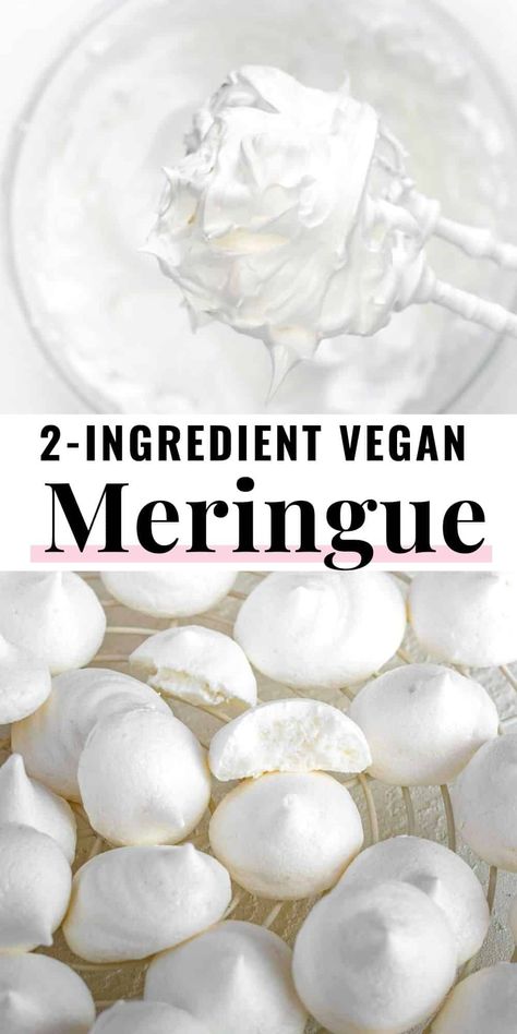 Vegan Meringues are easy, crunchy, and light. Learn how to make them with 2 ingredients: aquafaba and sugar.Delicious and no different from regular meringues, aquafaba meringues takes 10 minutes to make and 90 minutes to bake to perfection. Sunshine Pie, Meringue Nests, Healthy Vegan Dessert, Aquafaba Recipes, Vegan Meringue, Vegan Feast, Vegan Journey, Patisserie Vegan, Weight Watcher Desserts