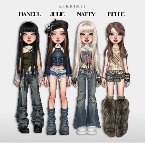 Kpop 4 Members Group Outfits, Everskies Lookbook, Bratz Outfit Ideas, Bratz Fits, Star Girl Outfit, Pop Star Outfit, Modest Girly Outfits, Dance Style Outfits, Kpop Concert Outfit