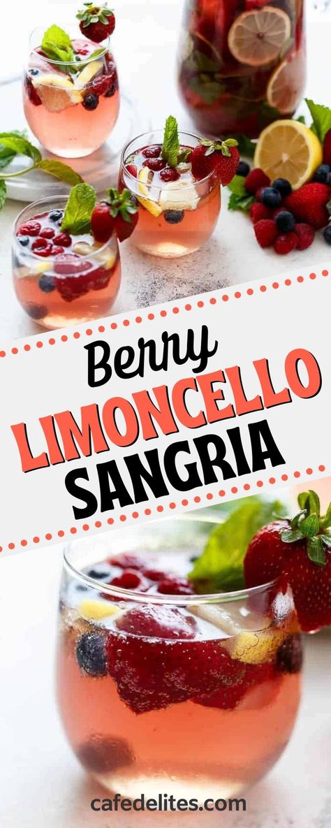 Berry Sangria Recipes Olive Garden, Sangria With Brandy Recipe, Italian Alcoholic Beverages, Italian Party Drinks, Italian Cocktails For A Crowd, Italian Sangria Recipes, Italian Drinks Alcohol Cocktails, Berry Sangria Recipes, Limoncello Sangria Recipe