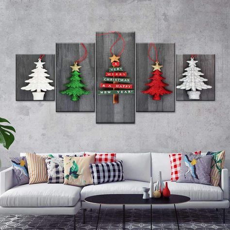 Christmas Trees Multi Panel Canvas Wall Art by ElephantStock is printed using High-Quality materials for an elegant finish. We are the specialists in Modern Décor canvas prints and we offer 30 day Money Back Guarantee Diy Christmas Wall, Christmas Tree Photography, Trees Wall Art, Wall Christmas Tree, Hanging Christmas Tree, Christmas Wood Crafts, Christmas Canvas, Christmas Frames, Christmas Wall Decor