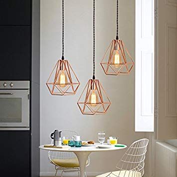 EFINEHOME Vintage Industrial Rose Gold Pyramid Metal Cage Pendant Light with 15' Toggle Switch Black Fabric Plug-in Cord 1-Light Hanging SwagLamp Loft Rustic Home Decor CA: Amazon.ca: Gateway Modern Plating, Rose Gold Pendant Light, Rose Gold Lamp, Modern Plates, Rustic Loft, Cluster Pendant Lighting, Gold Pendant Lighting, Cage Pendant Light, Loft Decor