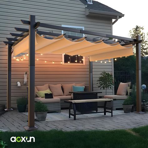 【Spacious and Multifunctional】 This 10×10FT pergola provides plenty of room for several occupants. Plus， It is still able to fit within tight outdoor spaces such as patios or small yards. Side Patio Ideas Small, Patio Covers Attached To House, Diy Pergola Ideas, Pergola With Sun Shade, Outdoor Pergola Ideas, Patio Pergola Ideas, Patio With Pergola, Outdoor Workspace, Freestanding Pergola