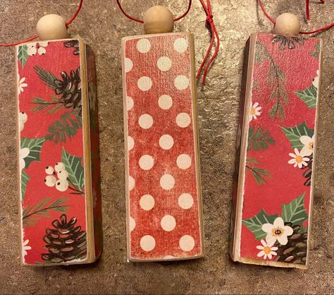 Jenga Block Crafts Diy Fall, Jenga Block Gingerbread Man, Craft With Jenga Blocks, Dollar Tree Jenga Block Ornaments, Jenga Block Fall Crafts, Kenya Block Crafts, Ideas For Jenga Blocks, Jenga Piece Ornaments, Jenga Ornaments Diy