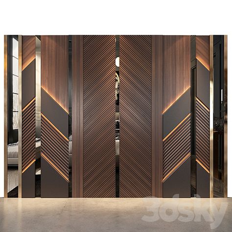 wall panels | set 110 - Other decorative objects - 3D Models Lobby Decor Ideas, Wood Wall Paneling Modern, Wall Cladding Interior, Wooden Wall Cladding, Wall Cladding Designs, Wall Panels Bedroom, Cladding Design, House Wall Design, Lobby Interior Design