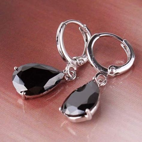 Black Stone Earrings, Valentines For Daughter, Crystal Earrings Wedding, Bride Earrings, Black Sapphire, Wedding Party Jewelry, Party Earrings, Ear Stud, Trendy Jewelry