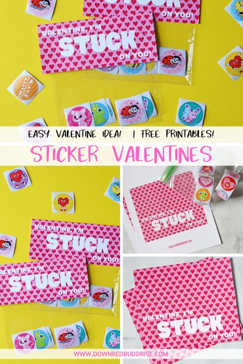 Stickers Valentines | Sticker Valentines | Sticker Valentine Printable | Printable Valentines | School Valentines | Non Candy Valentines | DIY Valentines | Valentines for Kids | Down Redbud Drive #stickersvalentines #printablevalentines #nonfoodvalentines #noncandyvalentines #schoolvalentines Non Candy Valentines, Diy Engagement Gifts, Sticker Valentines, Candy Valentines, School Valentines, Adorable Stickers, Galentines Gifts, Diy Anniversary, Printable Valentines