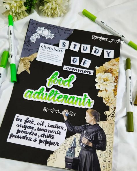 CLASS 12TH CHEMISTRY COVERPAGE✨ TOPIC- STUDY OF COMMON FOOD ADULTERANTS DM FOR ORDERS 🌷 [Custom school projects, Affordable student projects, Decorative project sheets, CBSE project help, Assignment completion services, College project assistance, Holiday homework solutions, Customizable student notebooks, Aesthetic cover pages for assignments, School notebook completion, Student project help online, Custom cover pages for projects] #holidayhomework #cbseprojects #school #schoollife #Scho... Notebooks Aesthetic Cover, Chemistry Notebook Cover Ideas, Aesthetic Cover Pages, Chemistry Cover Page Ideas, Chemistry Project Cover Page, Aesthetic Assignment Ideas, Notebooks Aesthetic, Cover Page For Project, Social Science Project