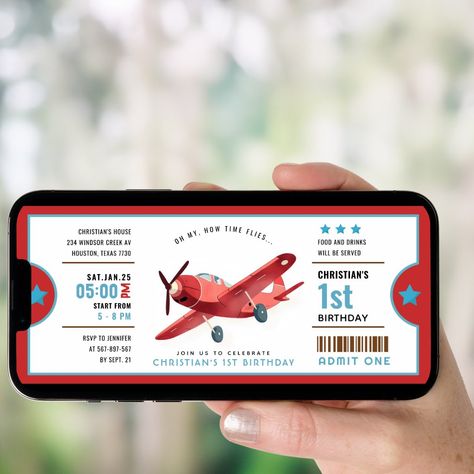 How time Flies Airplane Birthday ticket Invitation Aeroplane Party, Birthday Ticket, Ticket Invitation, Admit One, Time Flies, School Sports, Diy Business, Ways To Save, Hat Crafts