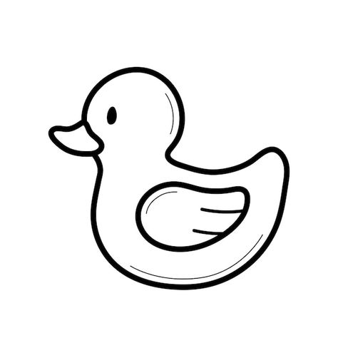 Rubber Duck Drawing Simple, Rubber Duck Outline, Duck Pictures Drawing, Duck Line Drawing, Rubber Duck Doodle, Duck Doodle Easy, Duck Clipart Black And White, How To Draw Duck, Duck Cartoon Drawing