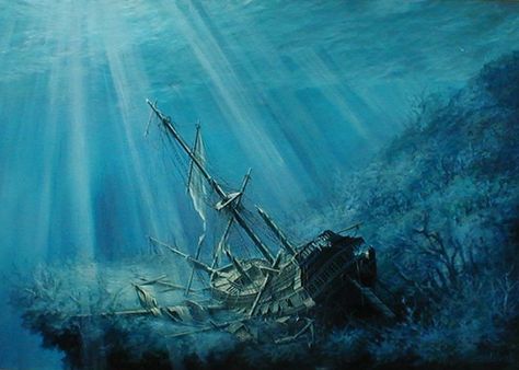 Shipwreck Silhouette, Ship Wreck Drawing, Ship Wreck Tattoo, Shipwreck Painting, Shipwreck Tattoo, Sunken Ship Tattoo, Pirate Shipwreck, Boat Underwater, Underwater Shipwreck