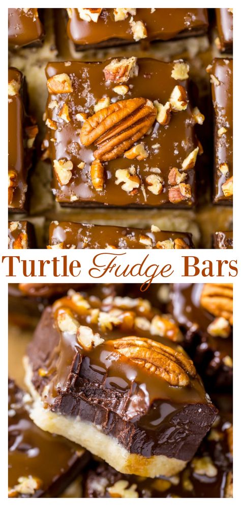 Turtle Fudge, Turtle Dessert, Fudge Bar, Bars Dessert, Fudge Bars, Fudge Recipes Easy, Dessert Bar Recipe, Recipes Chocolate, Dessert For Two