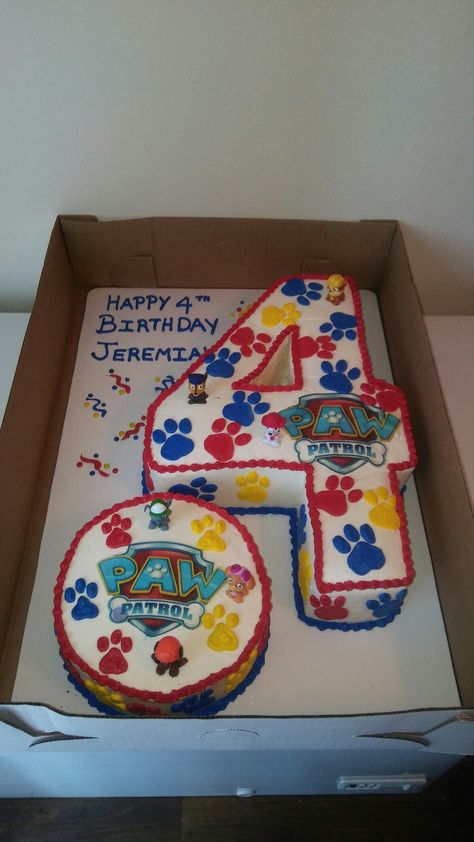 Paw Patrol 4 cake Paw Patrol Birthday Cake Boys, Paw Patrol 4, Cake Paw Patrol, Paw Patrol Cupcakes, Paw Patrol Birthday Theme, 4 Cake, Paw Patrol Birthday Cake, 4th Birthday Cakes, Paw Patrol Cake