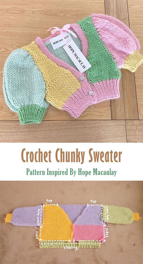 The chunky crochet sweater pattern is an exact reproduction, replica of a popular fancy item by Hope Macaulay Chunky Crochet Sweater Pattern, Crochet Chunky Sweater, Chunky Crochet Sweater, Hope Macaulay, Easy Crochet Slippers, Cardigan Au Crochet, Learning Video, Crochet Sweater Pattern, Crochet Slipper Pattern