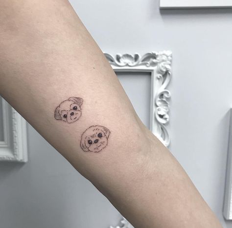 15 Pretty Tattoo Ideas For True Shih Tzu Fans | Page 2 of 6 | The Paws Dog Tattoo Ideas Minimalist Shih Tzu, Dog Tattoo Ideas Shih Tzu, Two Dog Tattoo Ideas Minimalist, Cute Dogs Tattoo, Shin Tzu Tattoo, Shih Tzu Tattoos, Shih Tzu Ears Tattoo, Shihtzu Tattoos Minimalist, Shih Tzu Line Art