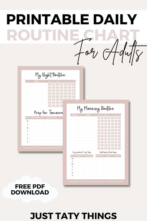 Looking for a daily routine chart for adults free printable?! Inside are different templates you can choose from to perfect your morning routine and night routine! Morning And Night Routine Checklist, Morning And Evening Routine Printable, Night Routine Printable, Daily Routine Checklist Free Printable, Daily Routine Template Free Printable, Printable Morning Routine Chart, Morning Routine Printable Free, Routine Template Free Printable, Daily Routine Printable Free