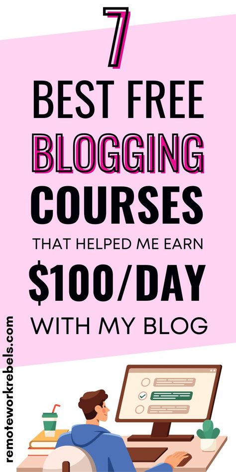 Are you an aspiring blogger? Or have you started a blog but feel stuck? Check these best free blogging courses to learn how to make money blogging and take your blog to the next level. How to start a blog for beginners | Make money blogging resources. Making A Blog, How To Make An Online Course, How To Create A Blog Step By Step, How To Become A Blogger, Make Money Blogging For Beginners, How To Start A Blog For Beginners, Courses To Learn, Friend Stuff, Start A Blog For Beginners