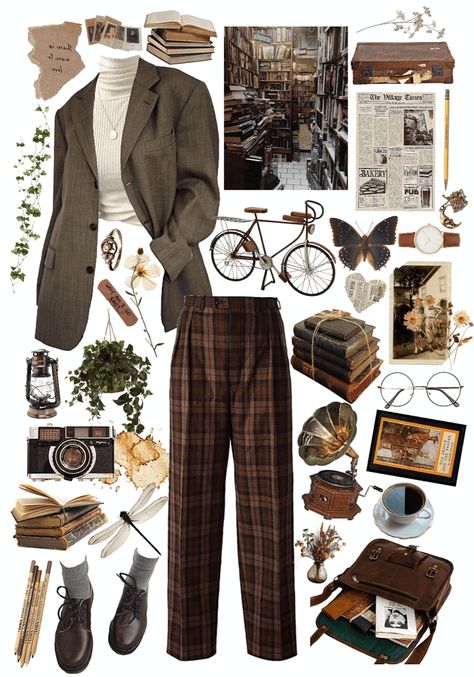 just your typical, classics-obsessed professor #aesthetic #darkacademia #vintage #academia #brown #dark #nature #school #academic. Discover outfit ideas for everyday made with the shoplook outfit maker. How to wear ideas for Vintage Camera and flowers Fashion Dark Academia, Classic Academia, Dark Academia Fashion Pants, Dark Academia Outfits, Dark Academia Clothes, Dark Academia Style, Academia Clothes, Mode Retro, Light Academia Aesthetic