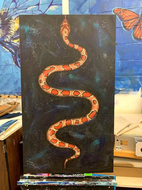 Snake Painting Acrylics Easy, Snake Painting Aesthetic, Cute Snake Painting, Acrylic Snake Painting, Snake Painting Easy, Snake Canvas Painting, Snake Art Painting, Snake Painting Acrylics, Snake Paintings