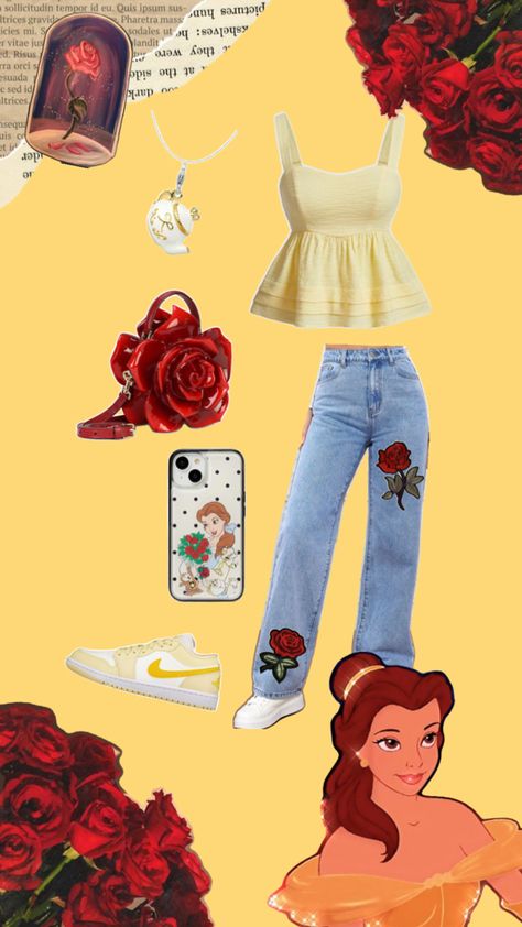 Belle Disneybound, Belle Outfit, Disney Bound Outfits Casual, Disney Trip Outfits, Disney Themed Outfits, Cute Disney Outfits, Disney Inspired Fashion, Disneyland Outfits, Disney Bound Outfits