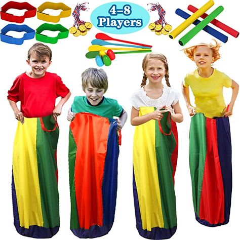 Birthday Party Outdoor Games, Field Day Birthday Party, Party Outdoor Games, Backyard Games For Kids, 3 Legged Race, Potato Sack Race, Playdate Activities, Outside Games For Kids, Relay Batons