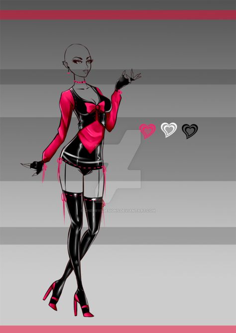 Pink Villain Outfit, Pink Leather Outfit, Pink Punk Outfits, Draw Turtle, Concept Outfits, Story Clothes, Goth Ideas, Sports Bra Outfit, Villain Costumes