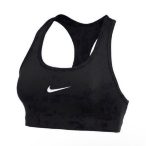 Nike Black Medium Support Non Padded Swoosh 2.0 Sports Bra Brand New With Tags Never Worn, May Show Signs Of Storage The Nike Swoosh Sports Bra Combines A Snug Fit With Sweat-Wicking Technology To Help You Feel Supported And Stay Dry During Workouts And Competition. This Product Is Made With At Least 75% Recycled Polyester Fibers. Dri-Fit Technology Moves Sweat From Your Skin To Help You Stay Dry And Comfortable. Racerback Design Lets You Move Naturally Through Your Workout Or Competition. 82% P Nike Pro Bra, Black Nike Pros, Nike Bra, Nike Set, Front Zip Sports Bra, Medium Support Sports Bra, Printed Sports Bra, White Sports Bra, Strappy Sports Bras