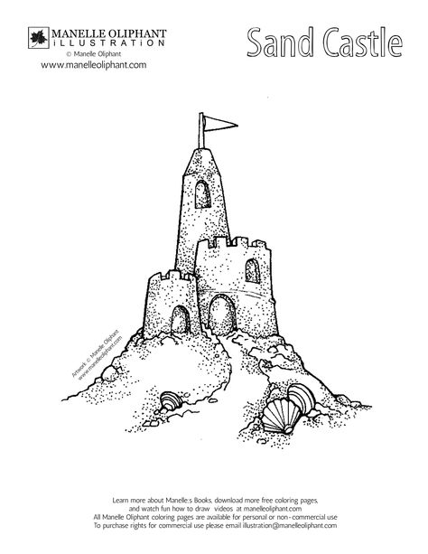 #summer #sandcastle #coloring page Sand Castle Tattoo Ideas, Sandcastle Doodle, Sandcastle Tattoo, Sandcastle Illustration, Sand Castle Tattoo, Sand Castle Illustration, Sandcastle Drawing, Sand Castle Drawing, Sandcastle Art