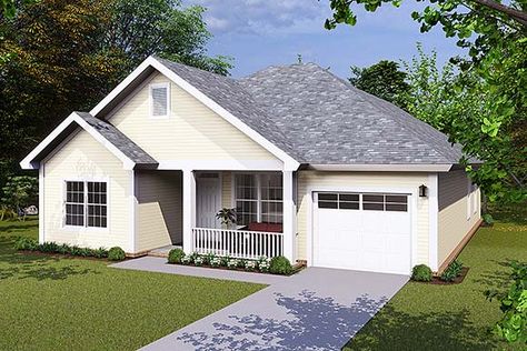 Ranch Cottage Style Homes, 1200 Sq Ft House, Open Floor Concept, 1 Car Garage, 2 Bedroom House Plans, Open Concept Layout, Garage House Plans, Craftsman House Plan, Craftsman Bungalows