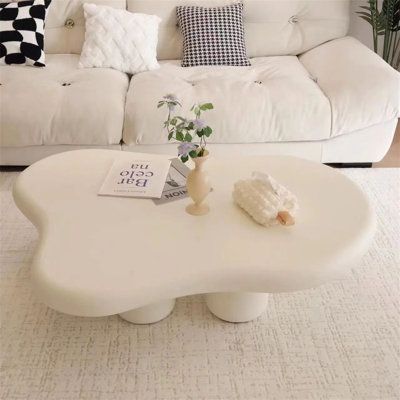 Cloud coffee table, cute cartoon irregular shaped coffee table, suitable for living room, bedroom, home office furniture, modern cloud coffee table. Size: 15.7" H x 47.2" L x 31.49" W | Ivy Bronx Joryel Cloud coffee table, cute coffee table, upgraded white modern coffee table Wood in Brown / White, Size 15.7 H x 47.2 W x 31.49 D in White Modern Coffee Table, Cute Coffee Table, Cloud Coffee Table, White Coffee Table Modern, Cloud Coffee, Nordic Coffee Table, Shaped Coffee Table, Modern Wood Coffee Table, Inspire Me Home Decor