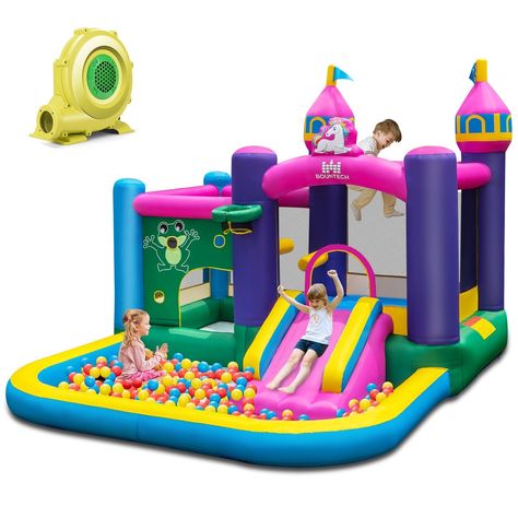 6-in-1 Inflatable Bounce House with Slide and 680W Blower for unbeatable price #sale #homeandgarden #livingroomdecor #home #decor #freedeliveryuk #discount #OutdoorLiving #bedroomfurniture #ukfurniture Bounce Castle, Practical Accessories, Basketball Rim, Inflatable Bounce House, Bouncy House, Bouncy Castle, Multiplication For Kids, House Decorations, Ball Pit