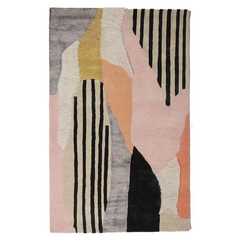 LOOMY Off Beat Hand-Tufted Pink/Black Area Rug | Perigold Feizy Rugs, Yellow Area Rugs, Orange Area Rug, Bamboo Silk, Black Area Rugs, Green Area Rugs, Giza, Red Area Rug, Abstract Rug