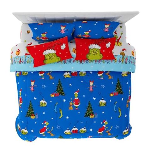 Grinch Bedroom Decor, Grinch Bedroom, Grinch Bedding, Holiday Bed, Cama King Size, Animated Cartoon Characters, Merry Grinchmas, Christmas Bedding, Cindy Lou