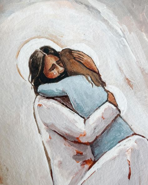 Me As A Painting, Jesus With Girl, Jesus And Me Illustration, Paintings Of Jesus, Jesus And Me, Jesus Christ Illustration, The Atonement, Christian Illustration, Jesus Drawings