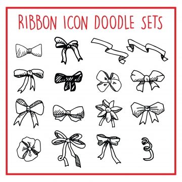 Ribbon Doodle, Ribbon Drawing, Journal Doodles, Line Icon, Vector File, Graphic Resources, Transparent Background, Doodles, Ribbon