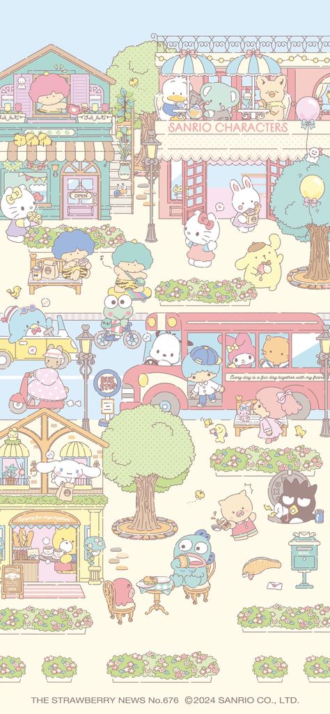 Cute Kawaii Phone Wallpapers, Sanrio Wallpaper Iphone Aesthetic, Cute Wallpapers Hello Kitty And Friends, Hello Kitty Robbing Store Wallpaper, Sanrio Halloween Lockscreen, Cute Wallpapers Aesthetic Hello Kitty, Summer Sanrio Wallpaper, Cute Sanrio Background, Sanrio Lockscreen Iphone Wallpapers