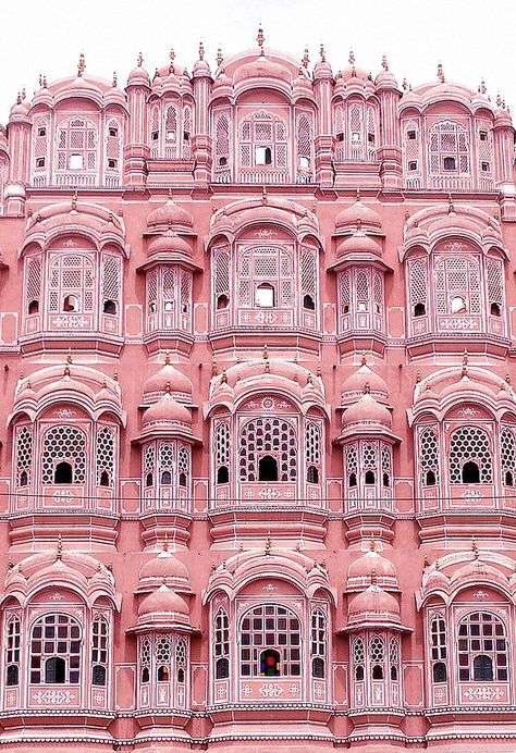 Pink Things Aesthetic, Hawa Mahal Jaipur, Pink Architecture, Pink Building, Pink Textile, Hawa Mahal, Pink Tumblr Aesthetic, Architecture Wallpaper, Pink City