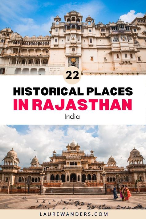 The most beautiful Indian historical places in Rajasthan can be found in this list. Amazing places to visit in Rajasthan. Indian Historical Places, Asia Places, Amazing Places To Visit, India Travel Guide, Holiday Travel Destinations, Heritage Hotel, Historical Places, Historical Landmarks, Famous Landmarks