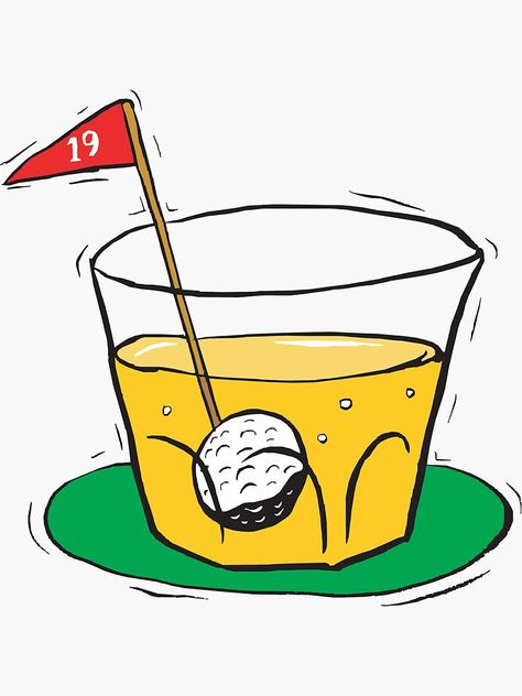 "Golf 19th Hole" Sticker by SportsT-Shirts | Redbubble Golf Clip Art, Golf Cartoon, Golf Tattoo, Golf Drawing, Pub Golf, Golf Logo Design, Golf Artwork, Golf Camp, Jordan Golf