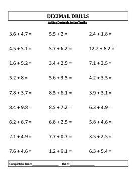 Decimal Drills: 4th, 5th, 6th, 7th Grade Math For 7th Grade, Math For 6th Grade, Decimal Worksheets For 4th Grade, 6 Grade Math Worksheets, Decimal Worksheets 5th Grades, 7th Grade Math Worksheets Free Printable, 7 Grade Math, Grade7 Math, 6th Grade Math Worksheets Free Printable