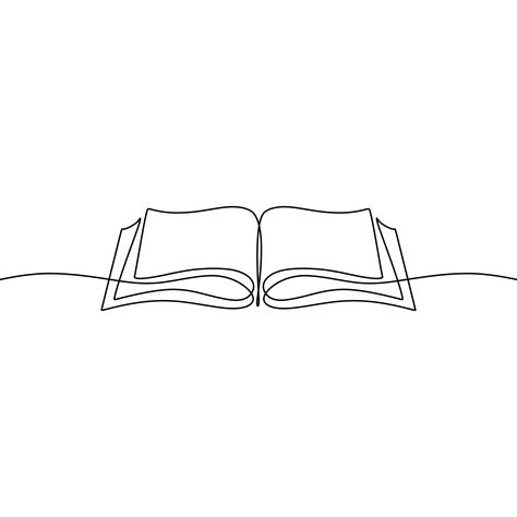 Minimal Book Drawing, Simple Line Book Tattoo, Book One Line Drawing, Bookish Line Art, Single Line Book Tattoo, Kindle Tattoo, Book Outline Drawing, Minimalist Book Tattoo, Line Art Books