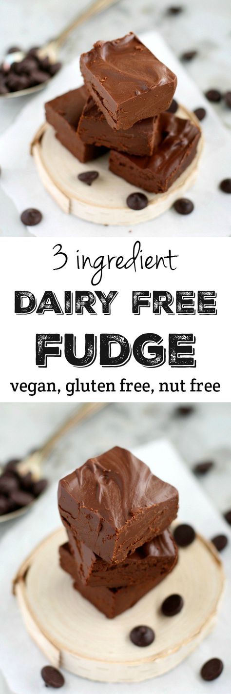 You won't believe how rich, creamy, and delicious this dairy free fudge is! And it's made with just THREE ingredients! This is a perfect no-bake holiday treat. Dairy Free Fudge, Desserts Vegan, Dairy Free Dessert, حلويات صحية, Deilig Mat, Vegan Treats, Vegan Sweets, Fudge Recipes, Vegan Foods