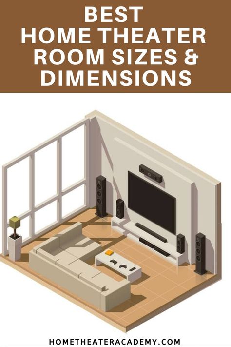 It can be difficult deciding how much space you need for your home theater, so I decided to do some research into the best home theater room sizes depending on what kind of viewing technology you plan to use. So, what’s the best home theater room size and dimensions? #hometheaters #hometheaterroom #movieroom #hometheatersetup #homecinema Home Theatre Living Room Ideas, Home Theater Speakers Placement, Small Space Theater Room, Media Room With Projector, Home Theater Room Size, Home Theatre Small Room, Movie Room Small Space, Mini Home Theater Design Small, Projector Media Room