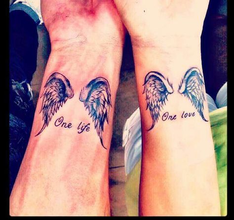 dedicated to my amazing boyfriend, I love you... Angels Tattoo, My Amazing Boyfriend, Marriage Tattoos, Tattoos Couples, Amazing Boyfriend, Couple Tattoo, Angel Wings Tattoo, Ring Tattoos, Wings Tattoo