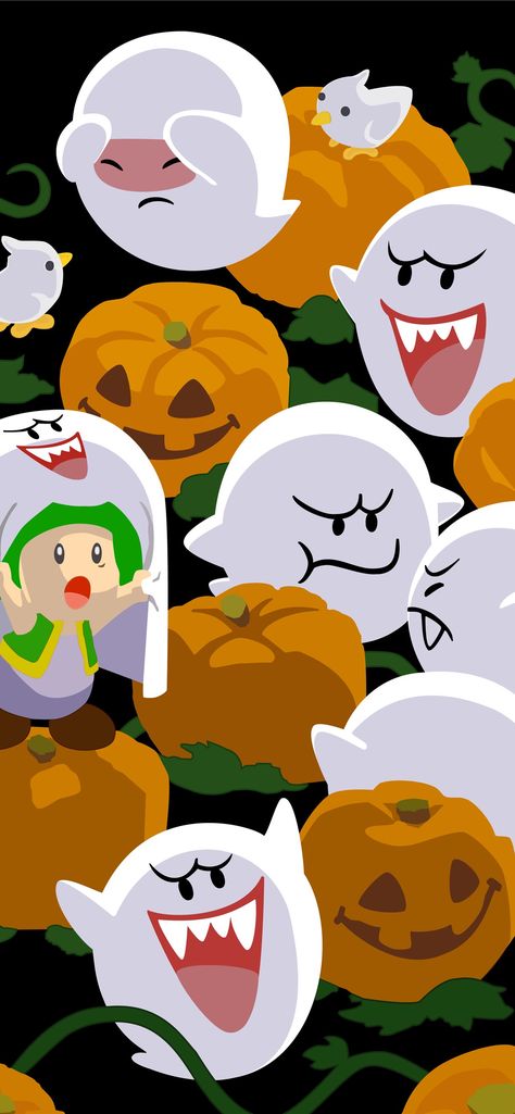 Boo Mario Aesthetic, Spooky Mario Bros, Nintendo Halloween Wallpaper, Luigi Mansion Ghosts, Kirby Halloween Wallpaper, Mario Phone Wallpaper, Mario Characters Wallpaper, Mario Aesthetic Wallpaper, Mario Wallpaper Aesthetic