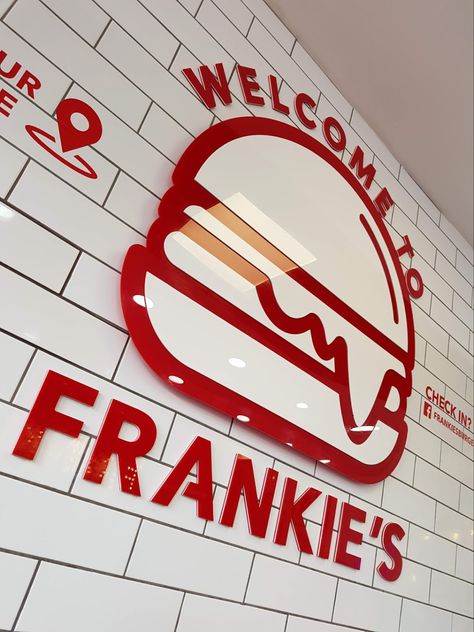 Red Cafe Interior, Burger Marketing, Burger Restaurant Design, Red Burger, Bakery Store, Storefront Signs, Cafe Concept, Burger Restaurant, Glasgow School Of Art