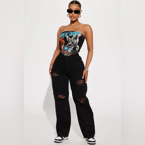 Whatever You Say Ripped Wide Leg Jean - Black Size 5 R B Concert Outfit, Yodit Yemane, Black Wide Leg Jeans, Fashion Nova Outfits, 21 Savage, Black Ripped Jeans, Looks Black, Summer Lovin, Fashion Nova Jeans