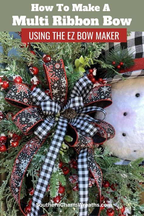 How To Make Bows With Ez Bow Maker, Ez Bow Maker Tutorial, Ez Bow Maker, Tying A Bow, Tricky Tray, Diy Gift Bow, Funky Bow, Easy Bow, Christmas Bows Diy