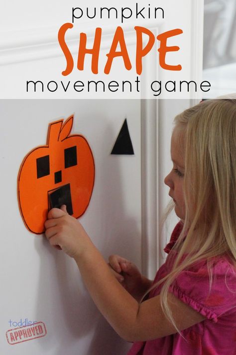 Toddler Approved!: Pumpkin Shape Movement Game for Kids Pumpkin Activities For Toddlers, Thanksgiving Games For Kids, October Activities, Pumpkin Activities, Fall Lessons, Toddler Classroom, Fun Pumpkins, Halloween Preschool, Movement Activities