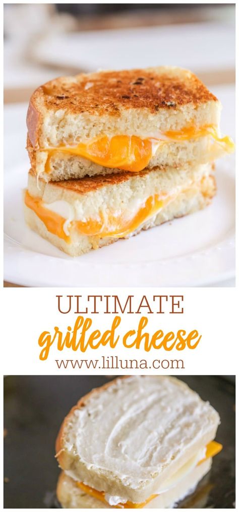 Thick slices of artisan bread oozing with three different cheeses make up this Ultimate Grilled Cheese sandwich—inspired by Disneyland's Toy Story Land Grilled Cheese! #grilledcheese #ultimategrilledcheese #supercheesygrilledcheese #easylunch Grilled Cheese Cream Cheese, Disneyland Grilled Cheese Recipe, Grilled Cheese With Cream Cheese, Cream Cheese Grilled Cheese, Three Cheese Grilled Cheese, Ultimate Grilled Cheese Sandwich, Fun Sandwiches, Keto Sandwiches, Different Cheeses